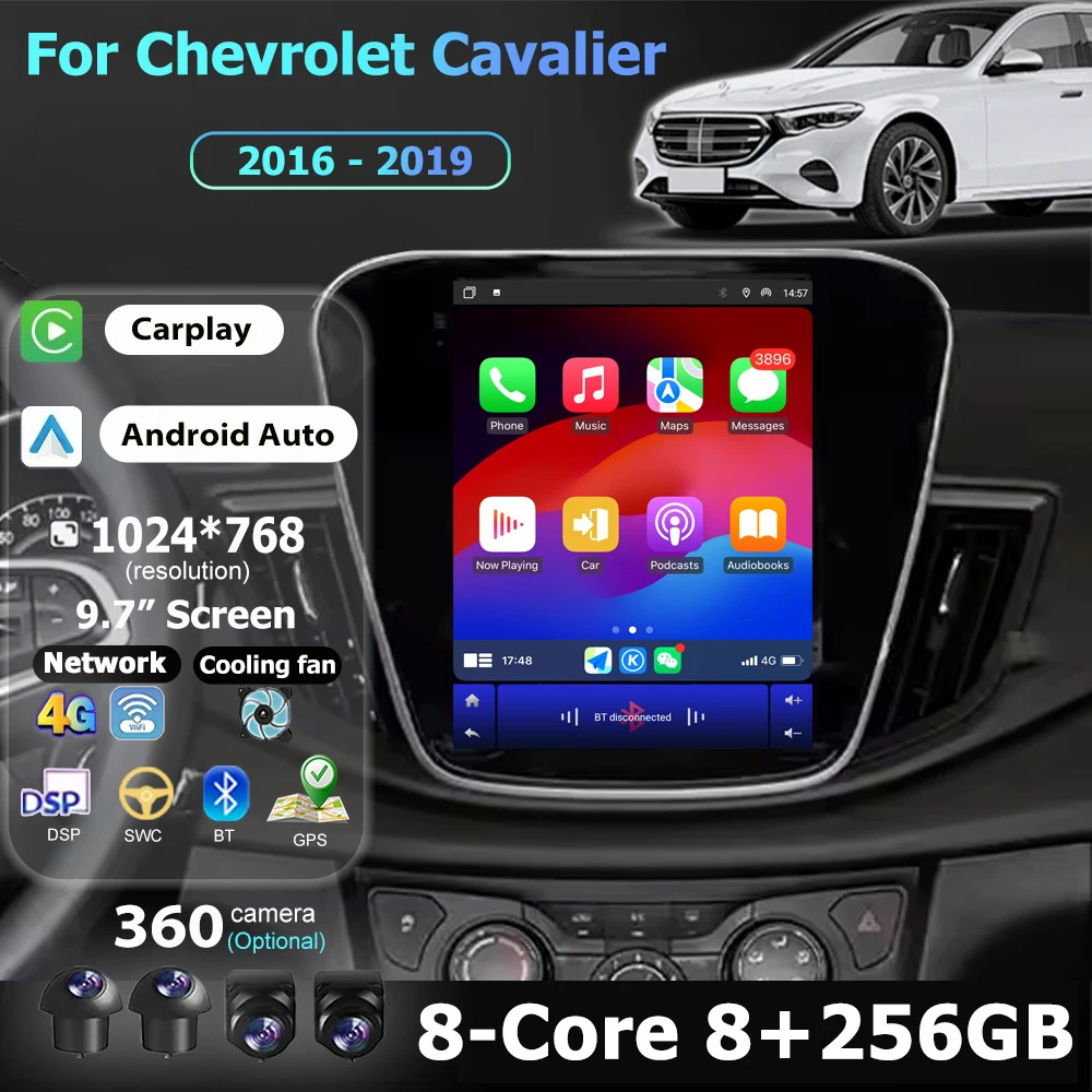9.7 '' For Chevrolet Cavalier 2016 - 2019 Android 16 Car Radio Multimedia Video Player Navigation Auto Wireless Carplay BT DSP