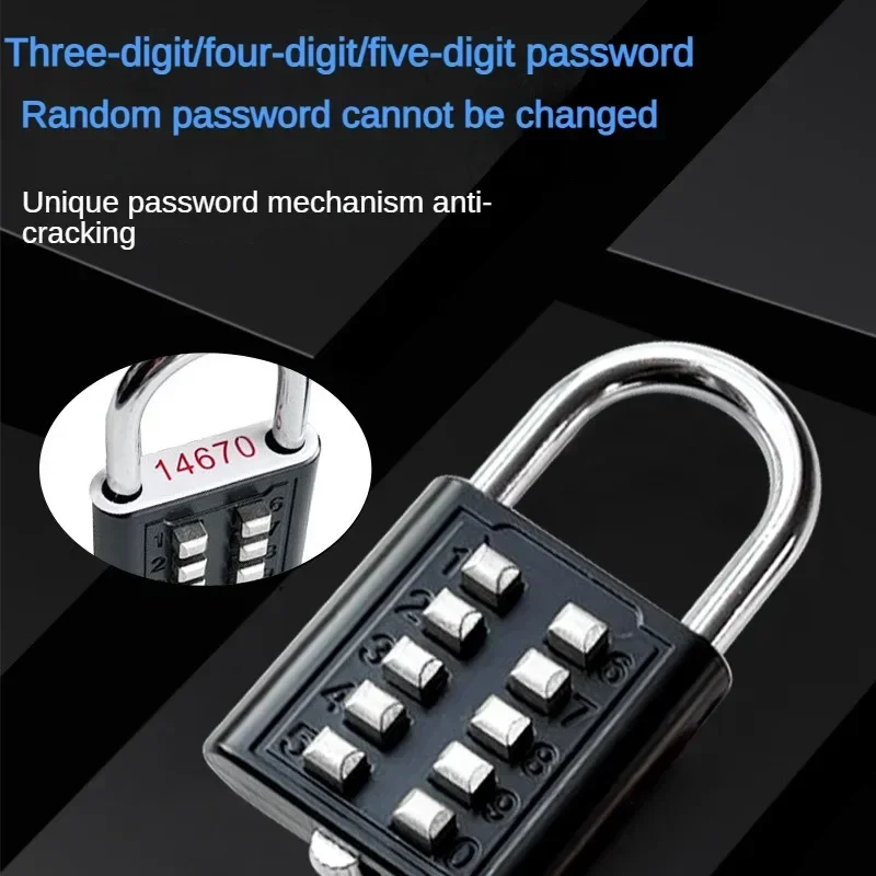 Anti-Theft Button Combination Padlock Digit Push Password Lock Zinc Alloy Security Lock Suitcase Luggage Coded Lock Cupboard Cab