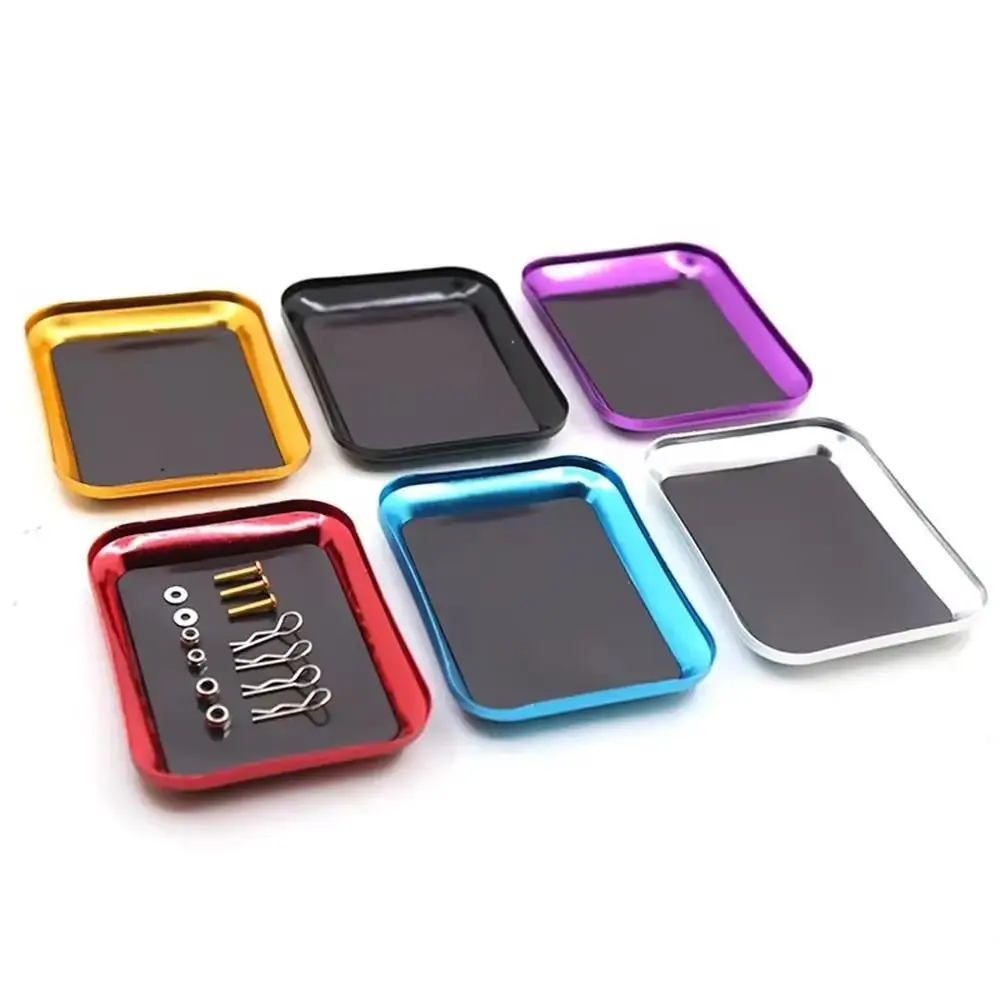 2PCS With Magnetic Pad Magnetic Screw Tray Plate Aluminum Alloy Multipurpose Mini Screw Mat Tray Small Practical