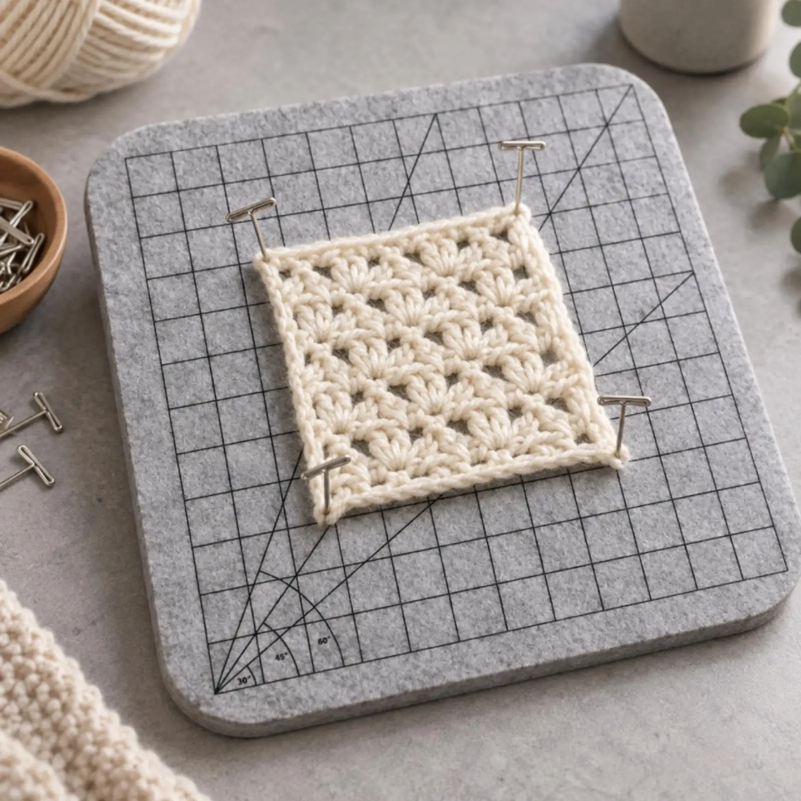 Felt Blocking Board for Crochet Knitting Handmade Weaving Board with Grid Lines Angle Marks for Lace Quilting Macrame