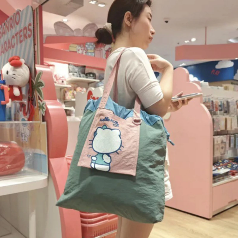 Sanrio Kawaii Hello Kitty Kuromi Anime Handbag Lightweight Girl Heart Cute Cartoon Commuter Bag Tote Bag Large Capacity Kid Gift