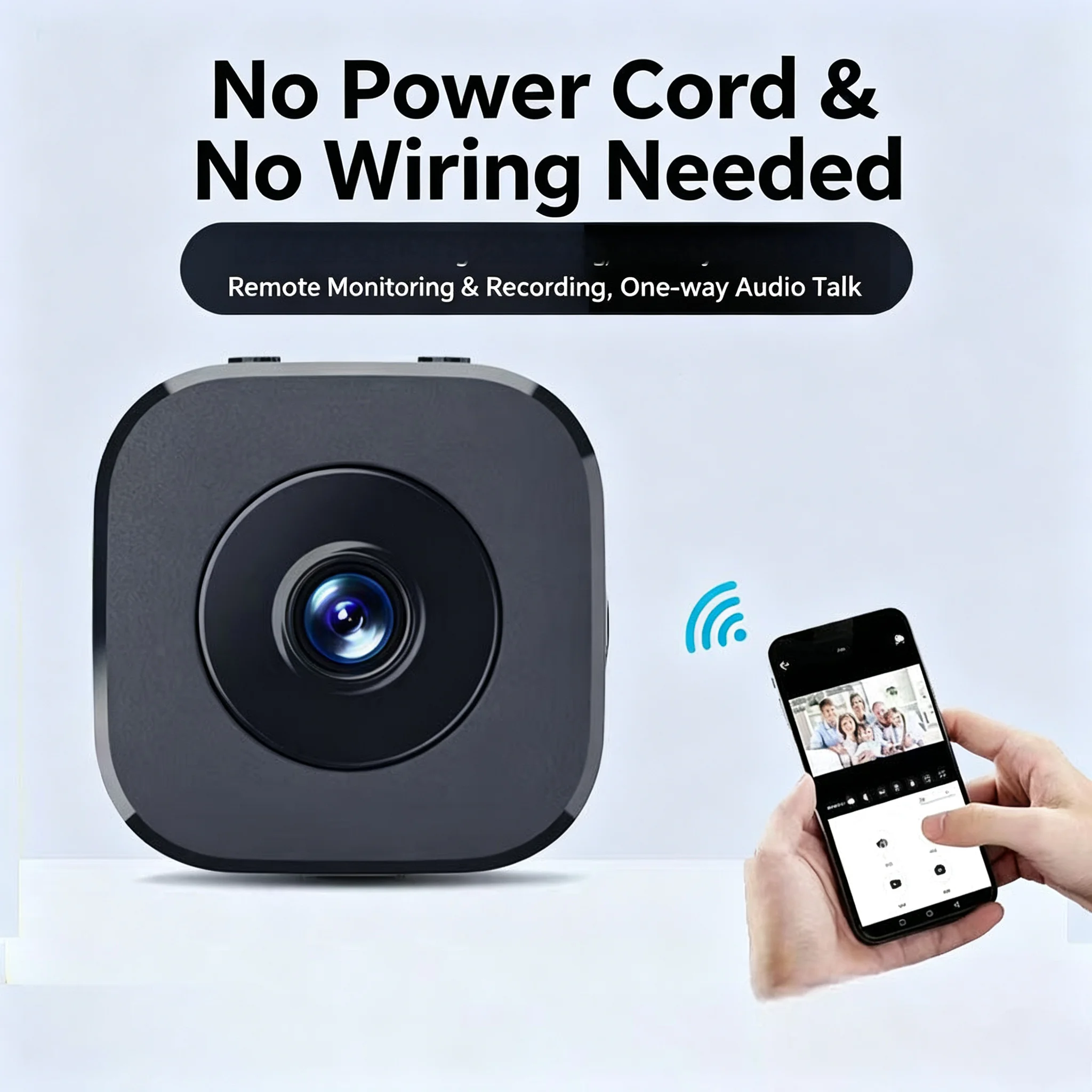 Mini Security Camera, Wireless Smart WiFi Surveillance Cam, Remote Viewing Monitor Recorder for Indoor Use