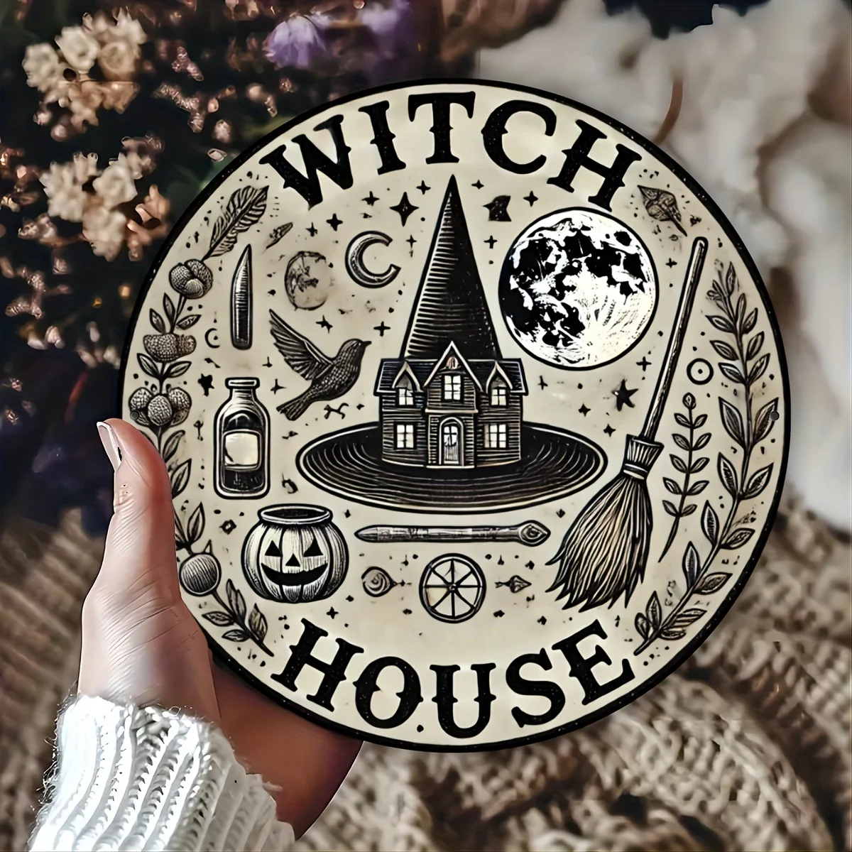 Vintage Witch's House Aluminum Sign - 8x8 Inch | Perfect for Home, Wall, Bar, Cafe & Garage Decor
