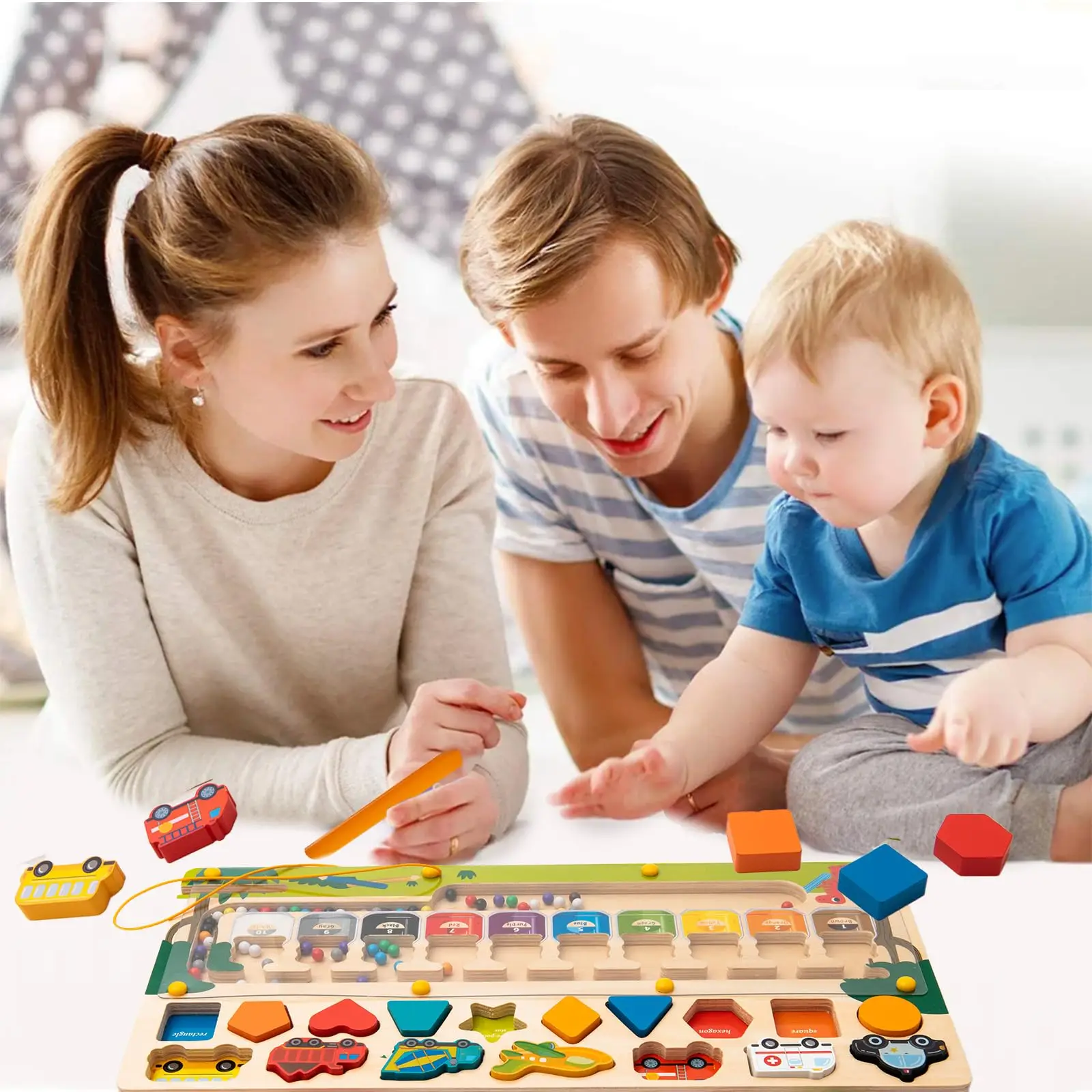 ของเล่นมอนเตสซอรี่3ใน1สำหรับเด็กวัยหัดเดินของเล่นแม่เหล็กเพื่อการศึกษารูปทรงเขาวงกตของเล่นของเล่นสำหรับเด็กหัดเดินคัดแยกปริศนาไม้