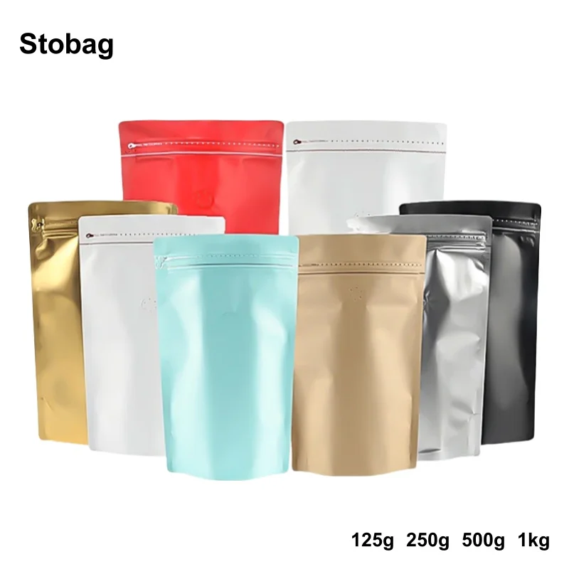 StoBag 50pcs Coffee Packaging Bags with No Vavle Aluminum Foil Stand Up Self-sealing for Food Beans Nuts Powder Storage Pouches