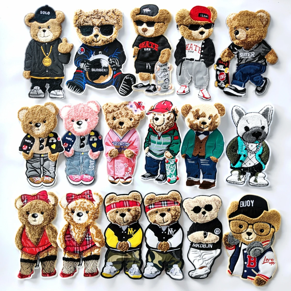 Embroidery New Fashion Big Bear Patch,Animal Cartoon Boy Appliques,chenille Bears Girls Badges,Patches for Clothing