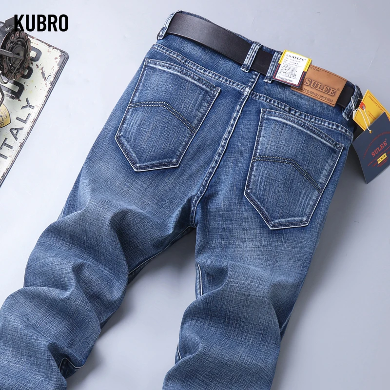 KUBRO 2025 New Spring Fashion Men's Jeans Business Casual Stretch Straight Denim Trousers Classic All Match Male Brand Clothing