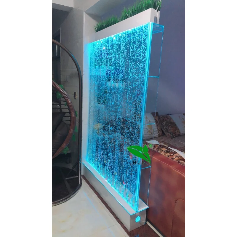 Customized-restaurant home bar furniture LED lighting water bubble wall acrylic wine rack bar display cabinet