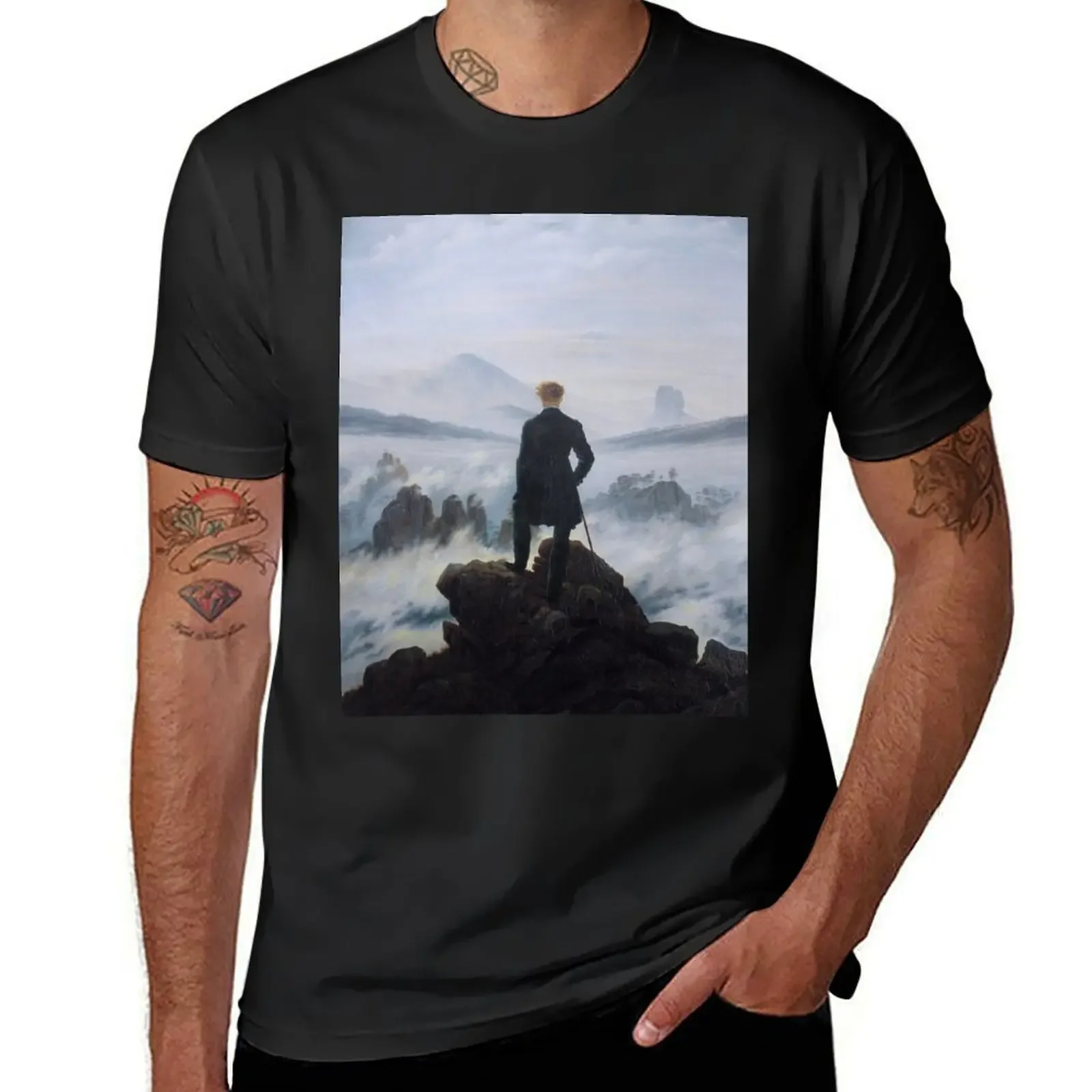 Caspar David Friedrich - Wanderer Above the Sea of Fog (1817-1818) T-Shirt cheap stuff oversized t shirt men t shirt