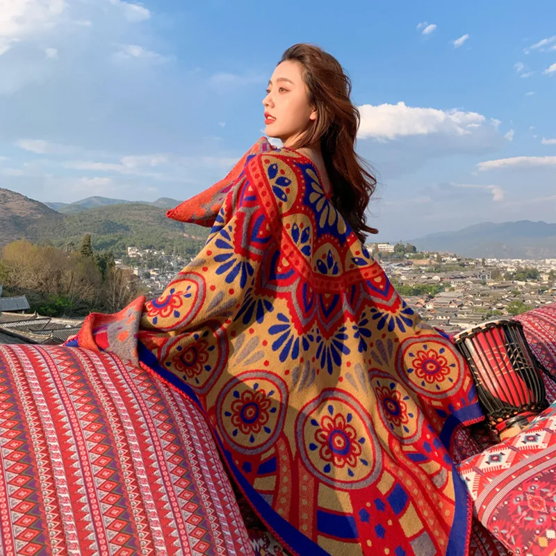 

2025New elegant and trendy style shawl cape from cold and wind, suitable outdoor travel and vacations