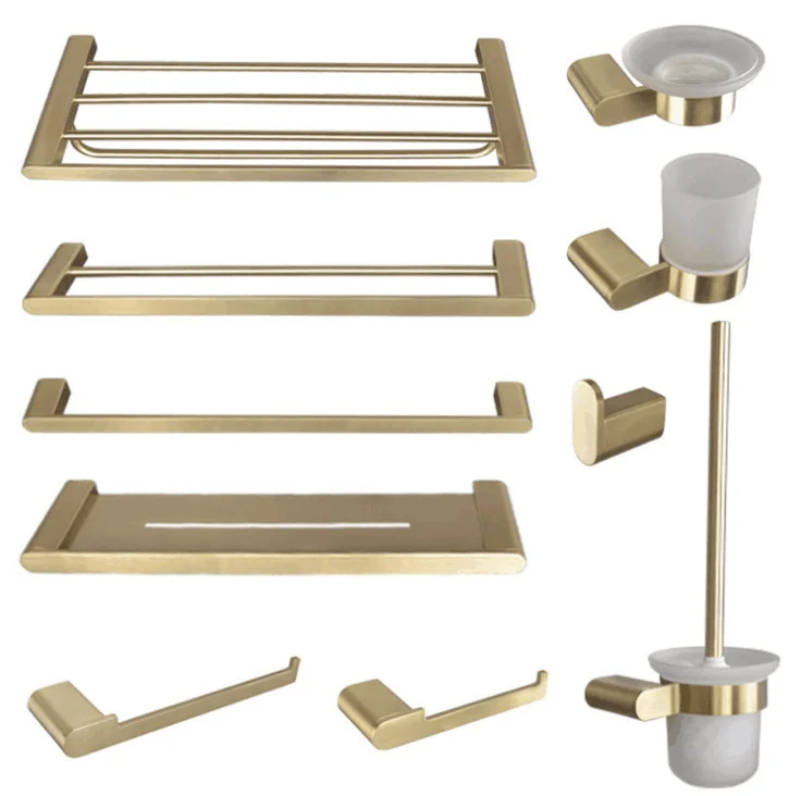 

China Luxury Bathroom Brushed Gold Shower Faucet Stainless Steel Bathroom Accessory Set