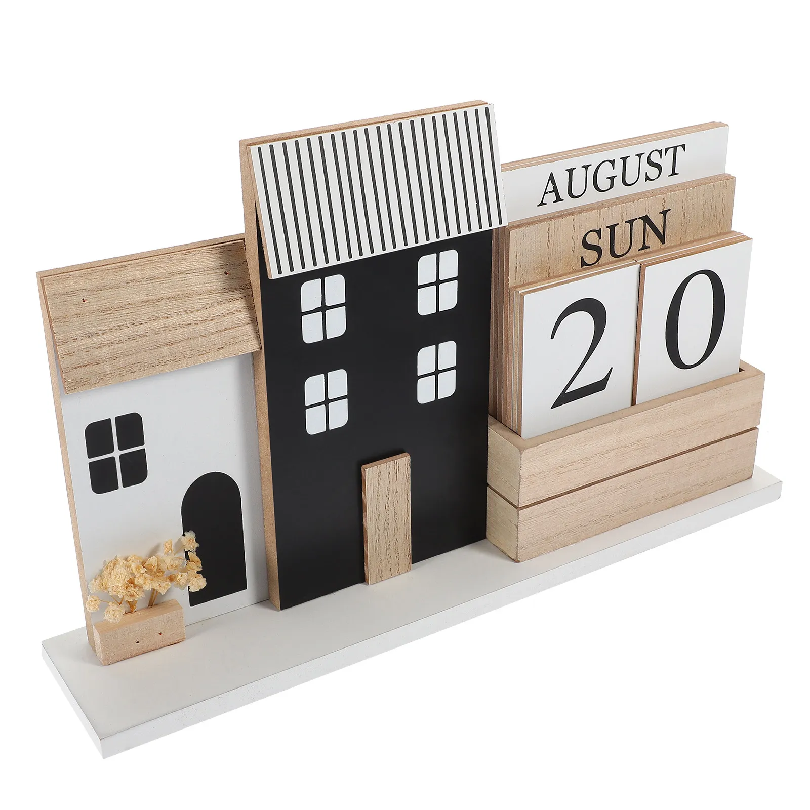 

Wooden Desk Calendar Reusable Perpetual Table Calendar for Living Room Bookshelf Office Desk Decor Creative Rustic Farmhouse
