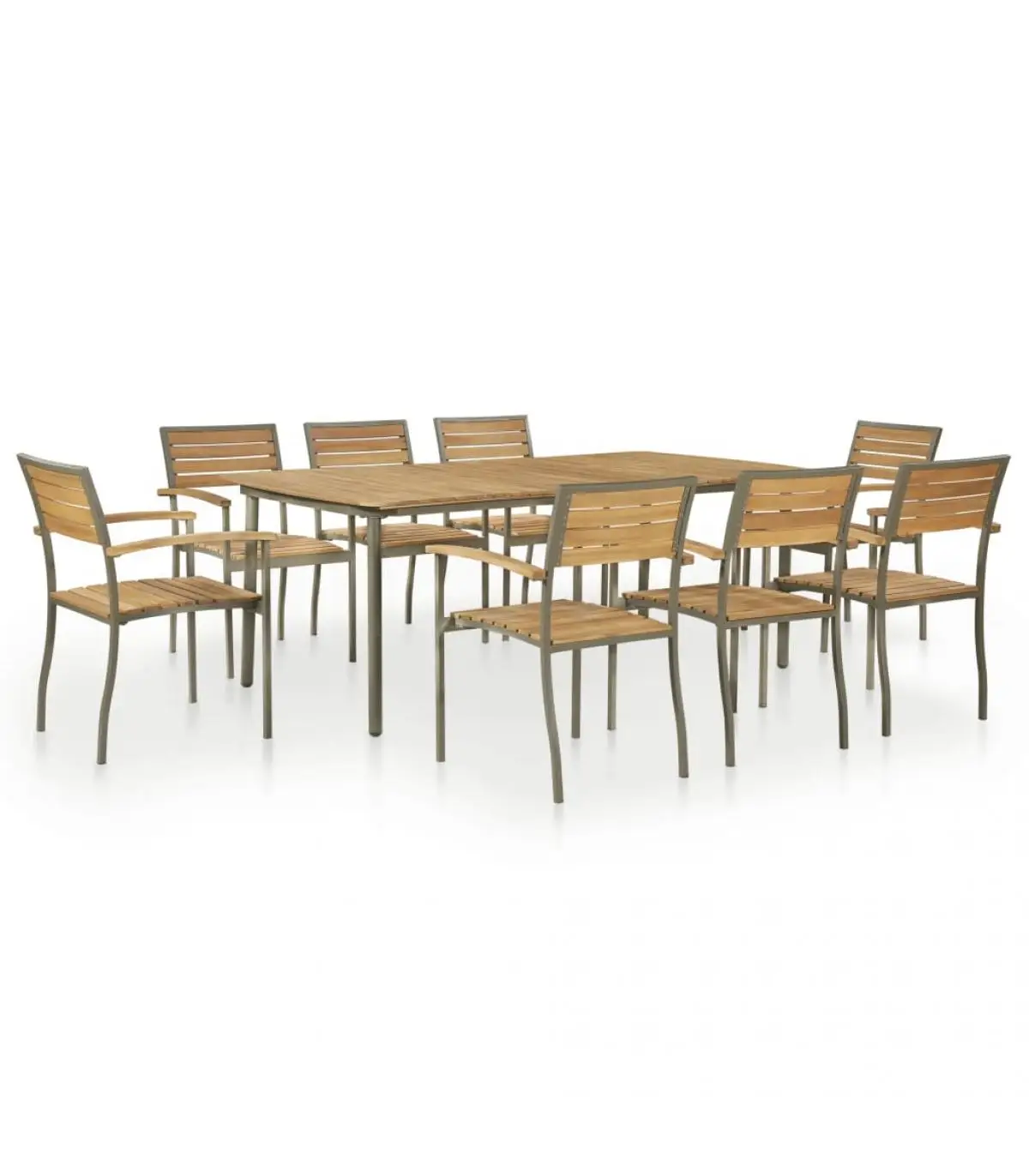 Garden sets garden dining Set 9 PCs solid wood acacia steel