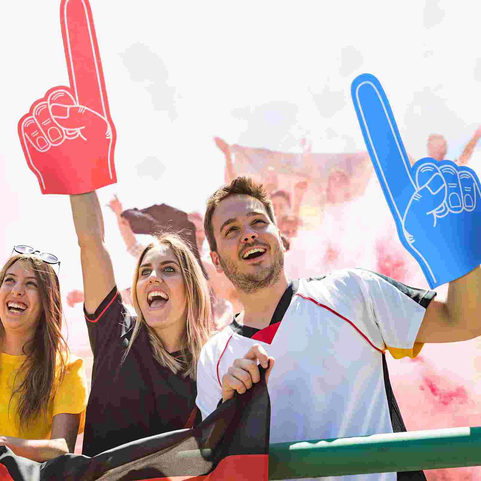 Espumas para dedos de espuma de porristas con pompones para eventos deportivos Fondo rojo Eva gigante