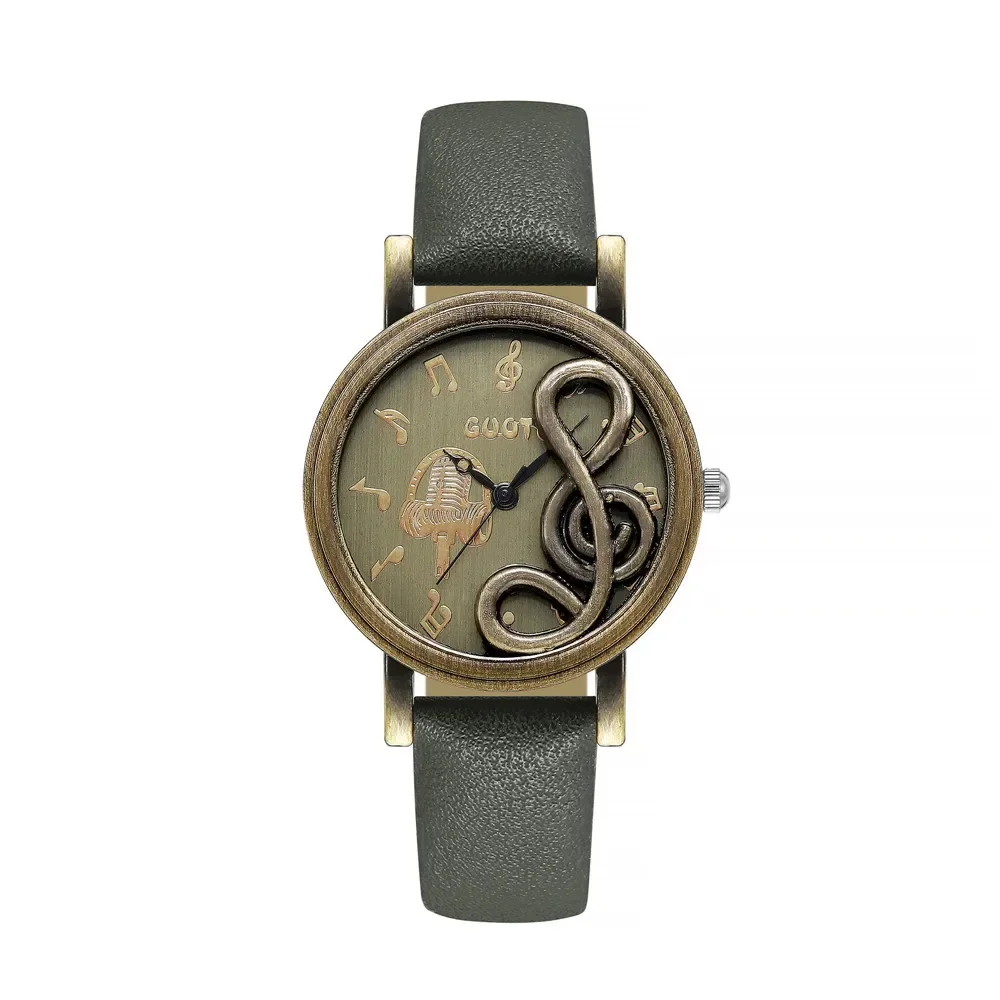 Relojes Vintage para mujer, música personalizada, estilo 3D, banda de cuero, vestido de mujer, reloj de pulsera informal para exteriores, reloj femenino