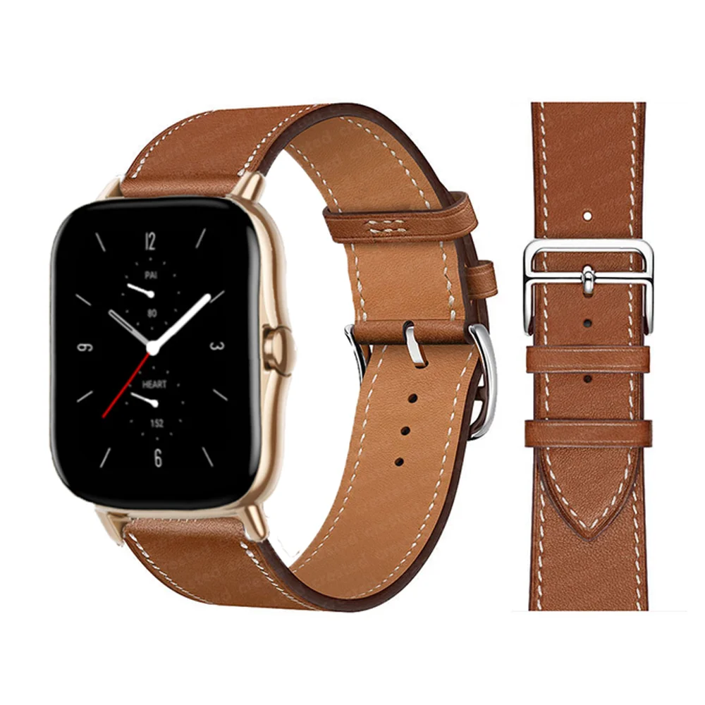 Leather Watch band For Amazfit GTS 4/3/2/2e/Mini/GTR 4/3/3 Pro/GTR2/2e/stratos 2/3 Bracelet correa Amazfit bip 6 strap 20mm 22mm