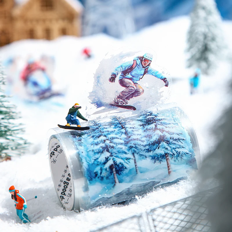 

6 рулонов ленты для высечки на зимних лыжах размером 6,5 × 200 см, серия для зимних лыж, серия для катания на лыжах, декоративные принадлежности для ноутбуков своими руками, изысканная лента для изготовления книжного коллажа, украшение для дневника, матер