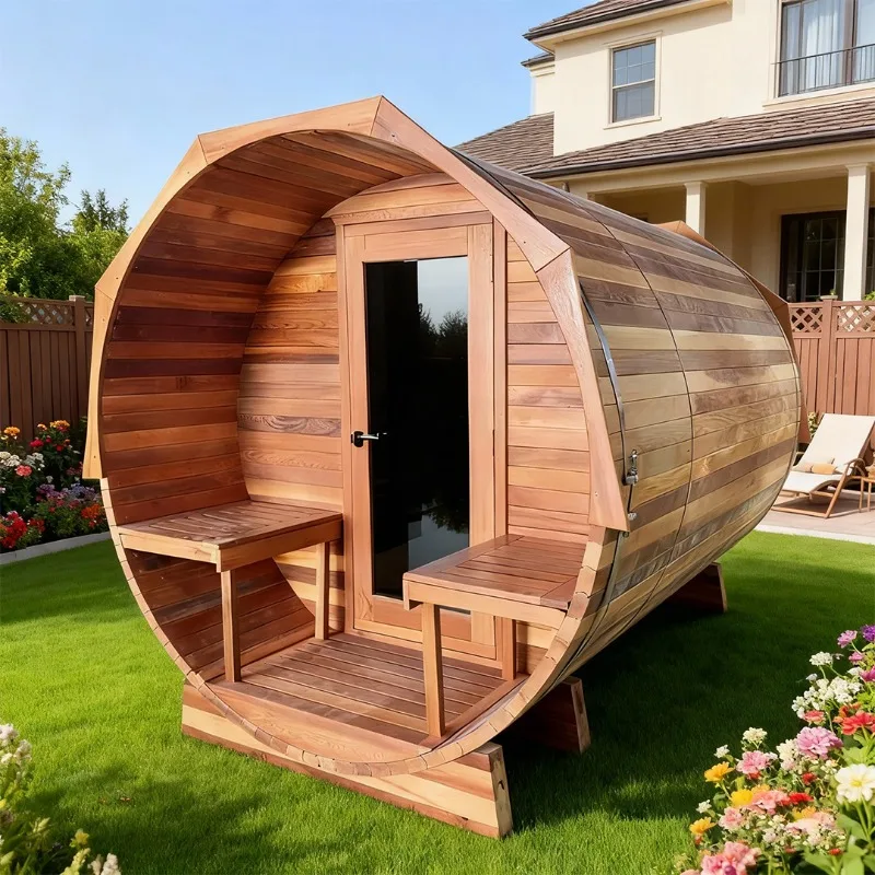 Hot Seller Waterproof 2-4 Person Cedar 6kw 240v Full Body Infrared Room Cabin Outdoor Barrel Sauna with Wonderful Panoramic