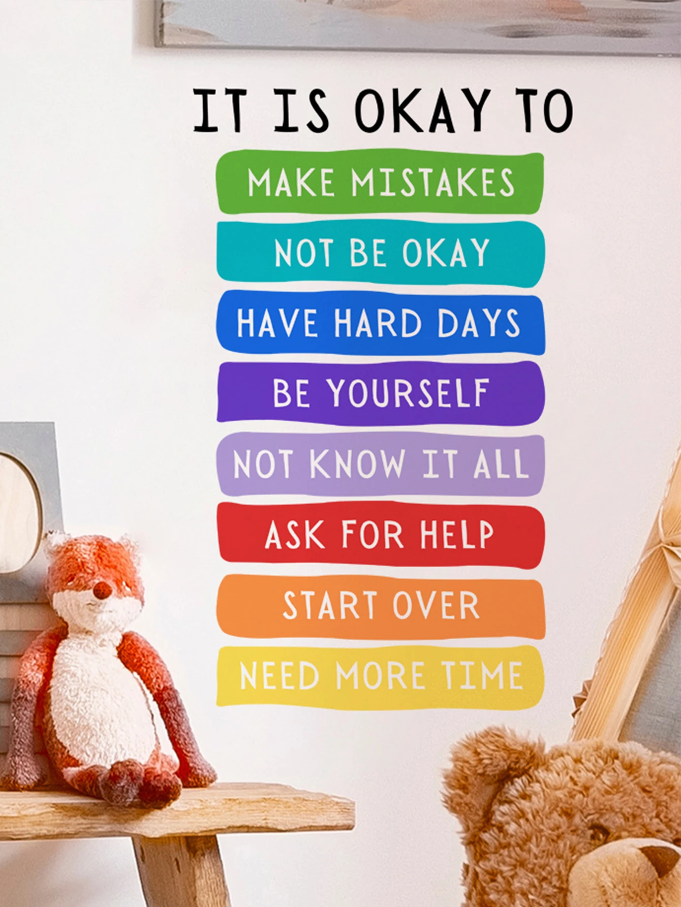 It\'s Okay to Not be Okay Poster, Motivational Kids Art, Classroom Posters Quotes, Educational Wall Art, Playroom Wall Art Decor