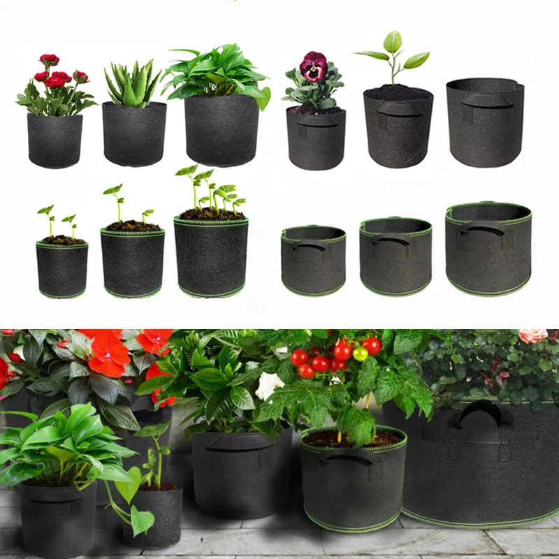 1 2 3 Gallon Plant Grow Bags Planter Pots Non-Woven Fabric Nursery Flower Pots Tree Planting Growth Bag F1