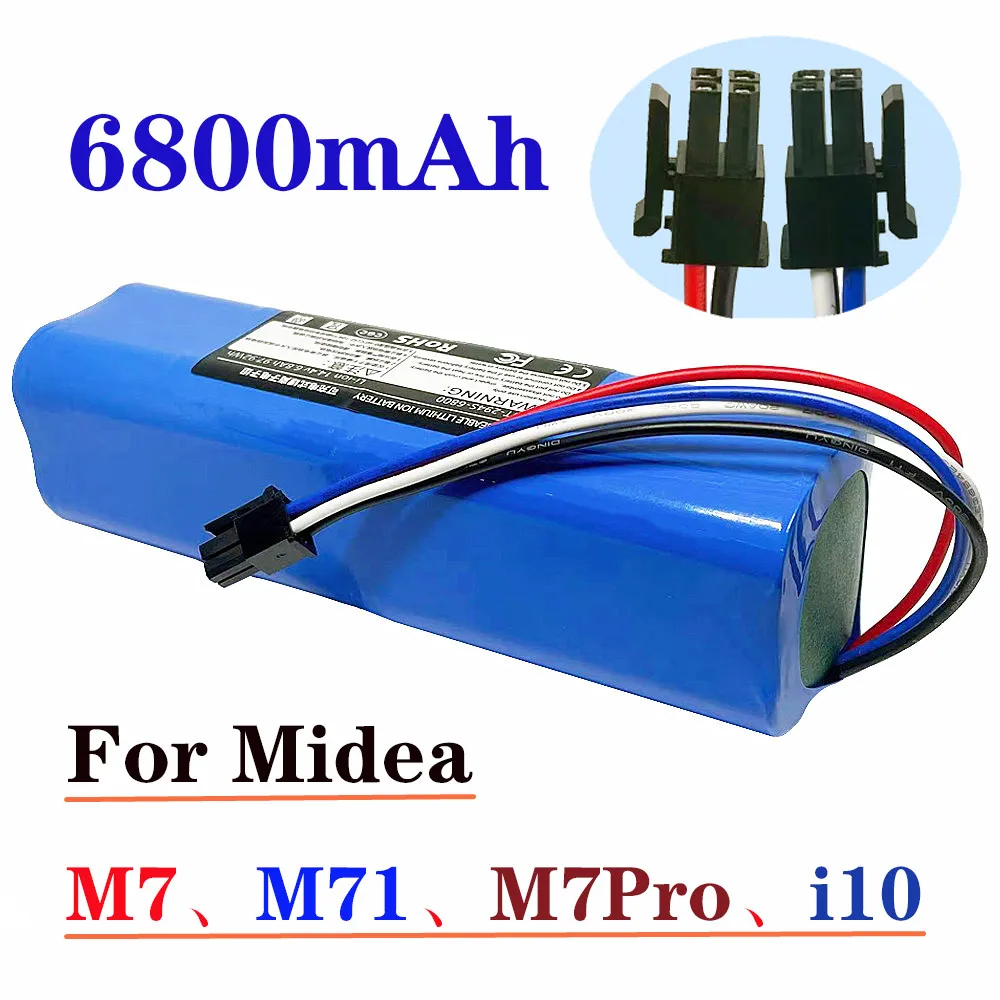 100% nueva batería Original de alta capacidad de 14,4 V 6800mAh adecuada para Midea sweeper M7. M71. M7Pro. Aspiradora i10.