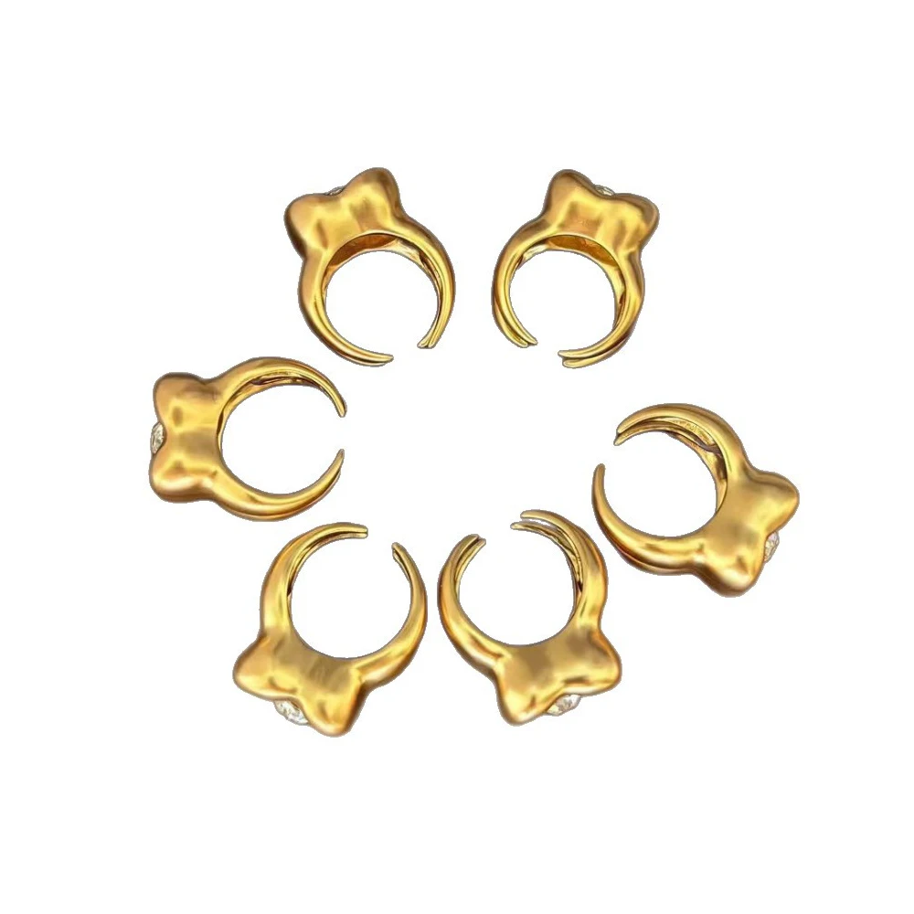 Women Vintage Teeth Shape Pearl Rings Personality Exaggerate Light Luxury Open Mouth Copper Girls Ring Jewelry Gifts Deluxe