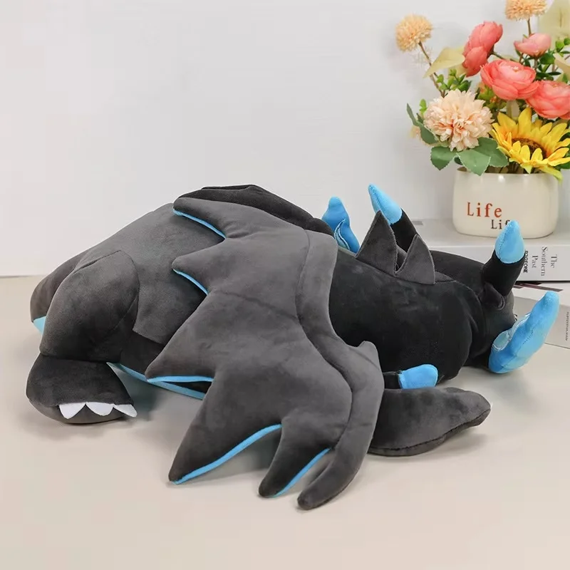 Poke Sleeping Blue Black Charizard Plush Toy Lying Position Xy Version Soft Stuffed Dragon Sleep Pillow  Cushion Anime Fans