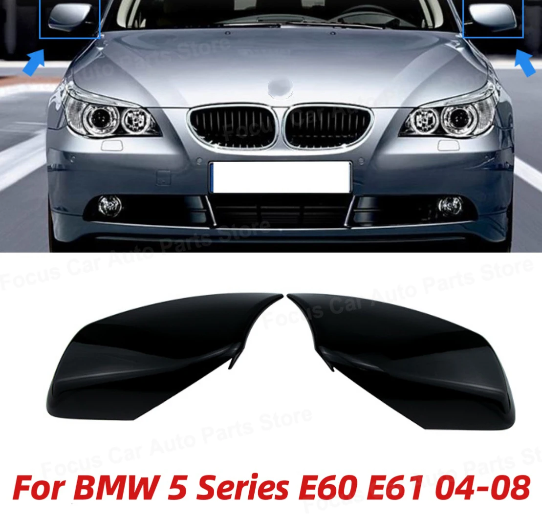 

Rearview Mirror Cover Side Mirror Caps Car Accessories For BMW 5 E60 E61 E63 E64 5 Series Model 2004-2008 Glossy Black