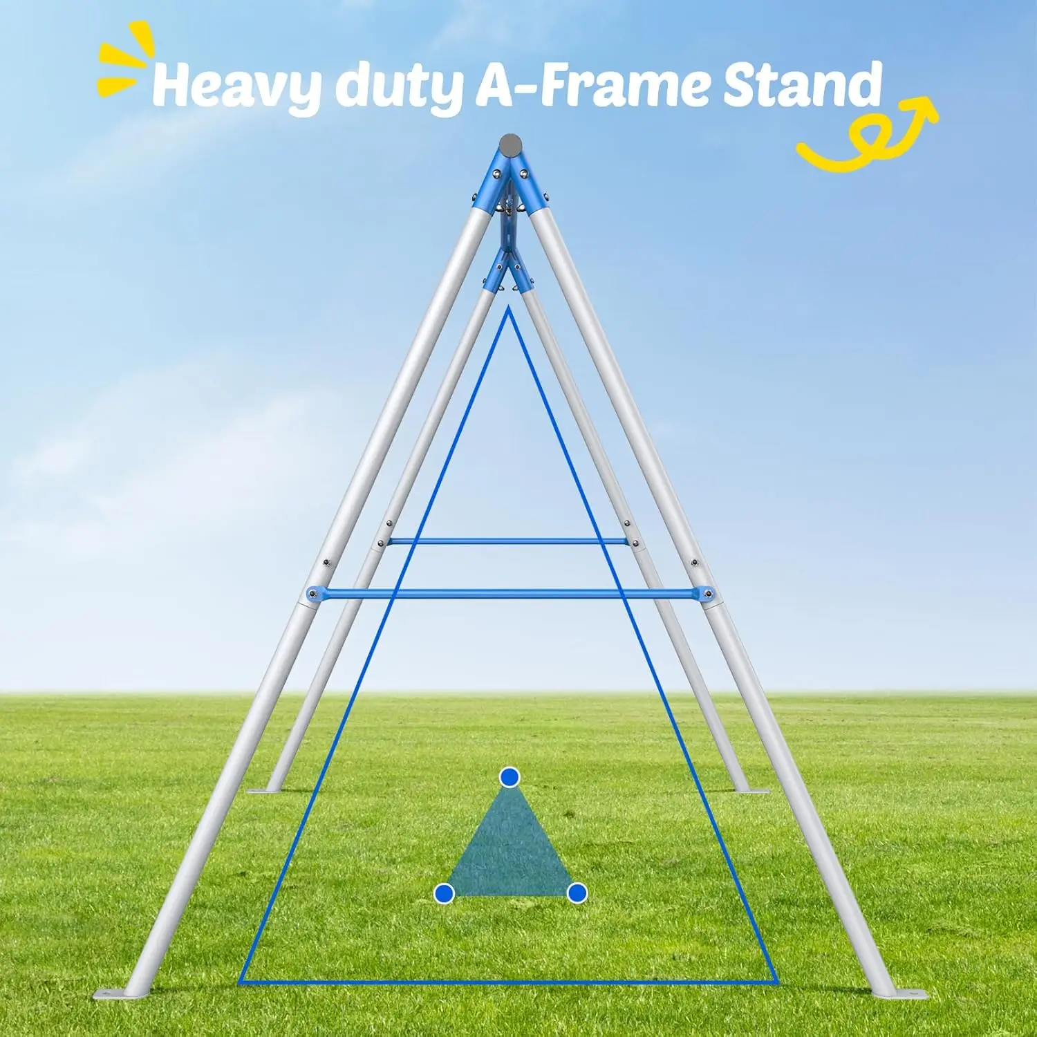 Swing Set for Backyard, 440lbs Heavy Duty A-Frame Metal Swing Stand with 1 Saucer Swing and 1 Toddler Swing, Outdoor