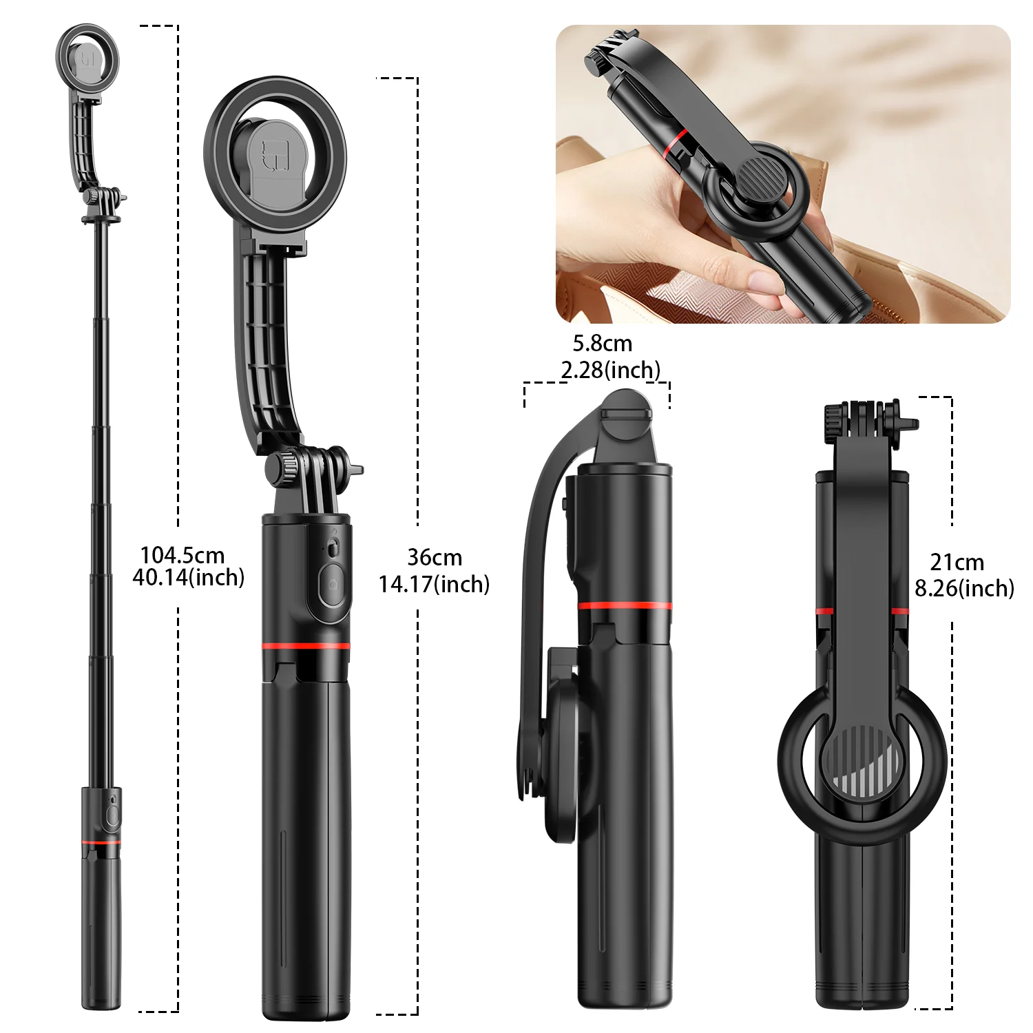 L20 Detachable Mount Selfie Stick Tripod Portable Handheld Bluetooth Stand Stabilizer Tripe Holder for Cell Phone image 6