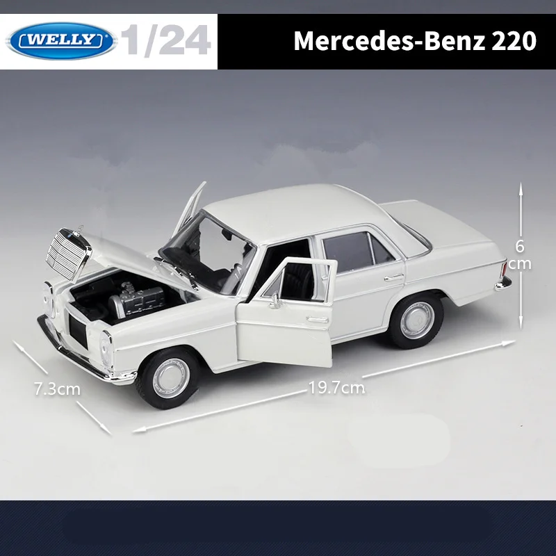 WELLY 1:24 Mercedes-Benz 220 Alloy Classic Car Model Simulation Diecasts Metal Toy Retro Old Car Model Collection Childrens Gift