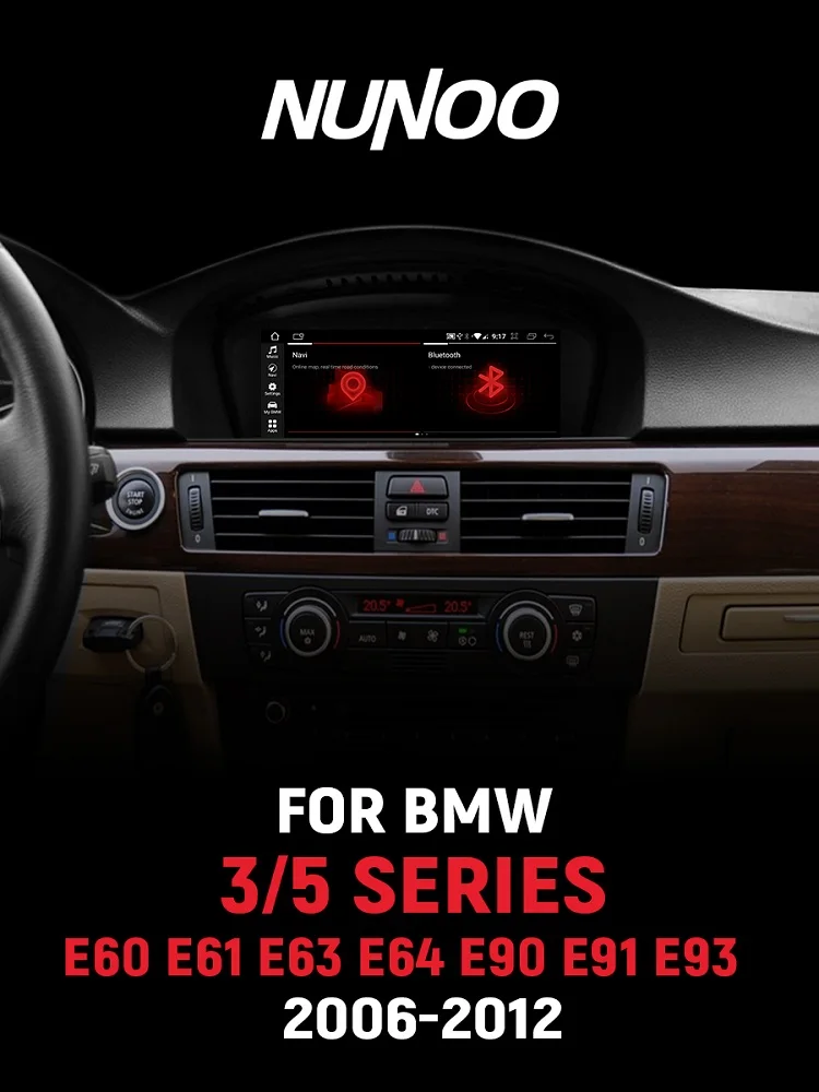 Nieuw Android 14 draadloos CarPlay scherm voor BMW E60 E61 E62 E63 E90 E91 E92 2005-2012 auto multimediaspeler GPS radio navigatie - afbeelding 2