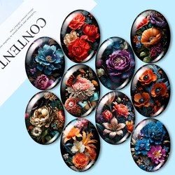Beautiful flowers Peony poppies Lily 10x14mm/13x18mm/18x25mm/30x40mm Oval photo glass cabochon demo flat back Making findings