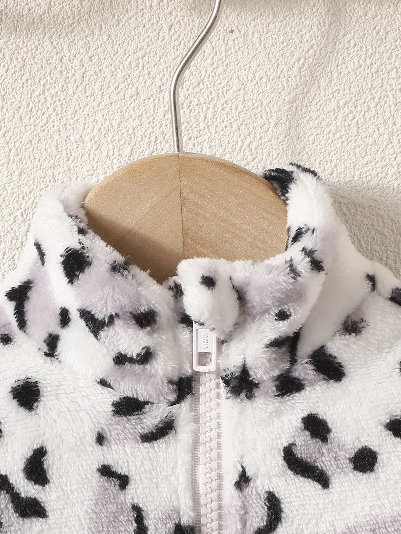 Autumn And Winter Boys And Girls  Coat Round Neck Long Sleeve Leopard Pattern Zipper Warm Top Fashion Kids