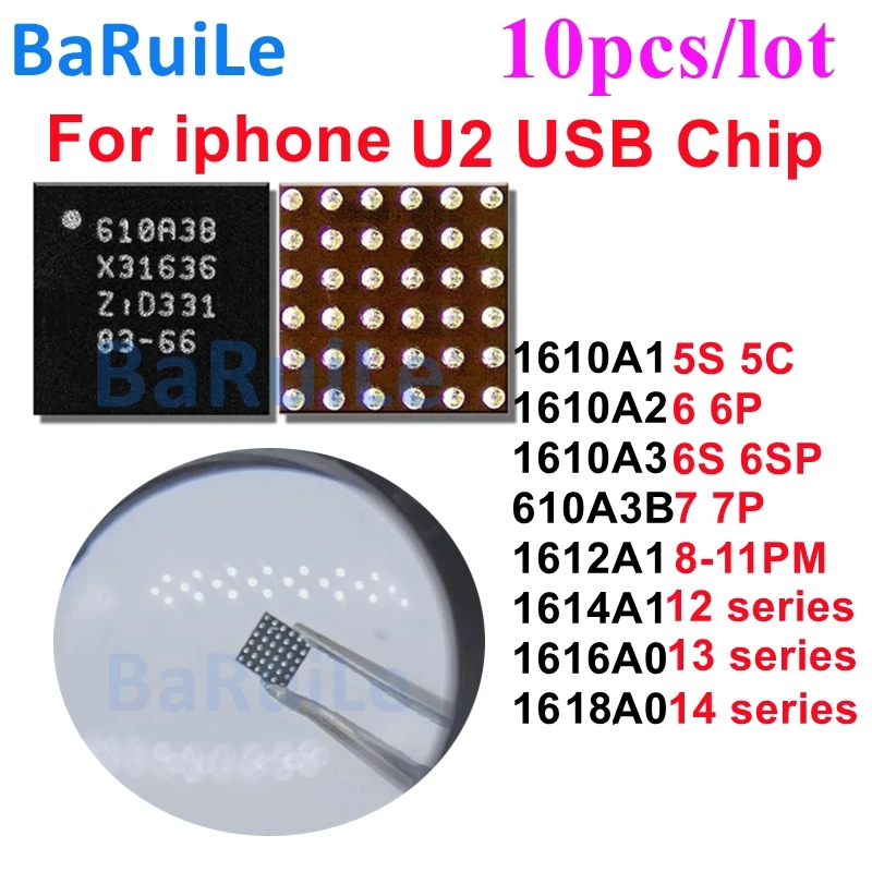 10pcs USB Tristar U2 Charging IC 1610A1 1610A2 1610A3 610A3B 1612A1 1614A1 1616A0 for iphone 11 12 13 Pro Max 14 X 7 8 Plus 6s