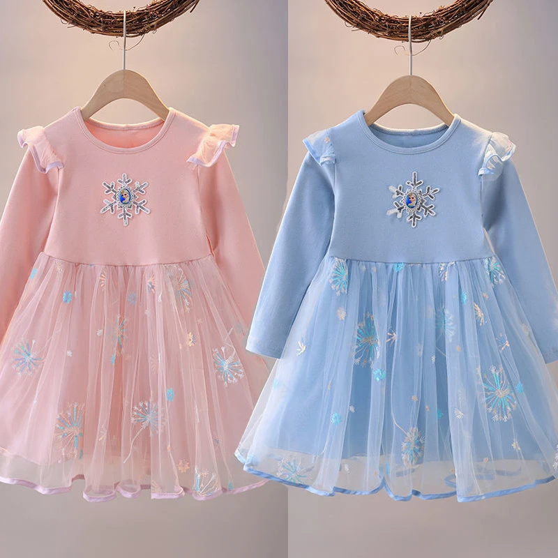 2024 Autumn Winter Kids Dress Clothes Baby Girls Dresses Frozen Elsa Anna Princess Party Costume For Children Outfits Clothing