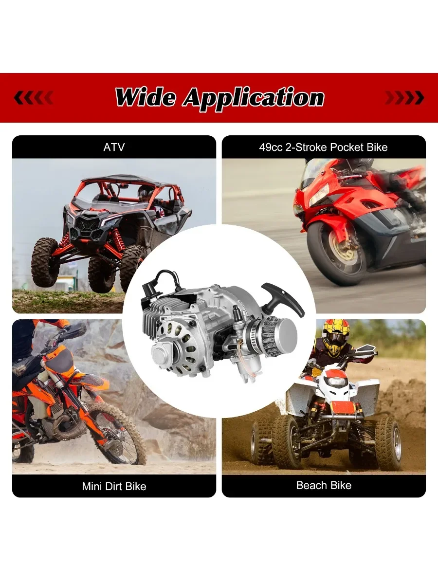 49CC 2-takt motormotorset, trekstart, voor Mini Crossmotor Motor Pocket ATV-scooter, enkele cilinder - afbeelding 2