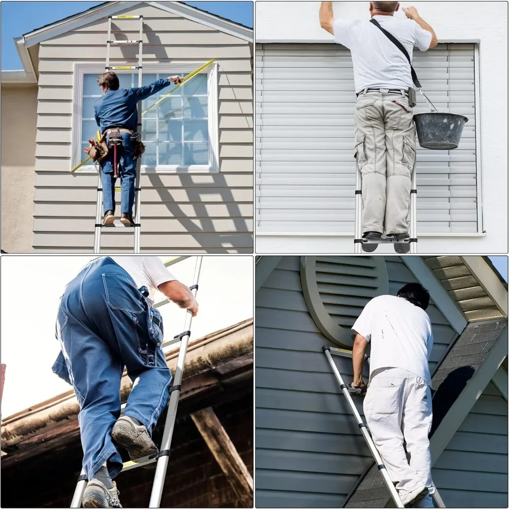 Scala di estensione pieghevole multiuso in alluminio, telescopica da 15 piedi/4,5 metri, standard EN131