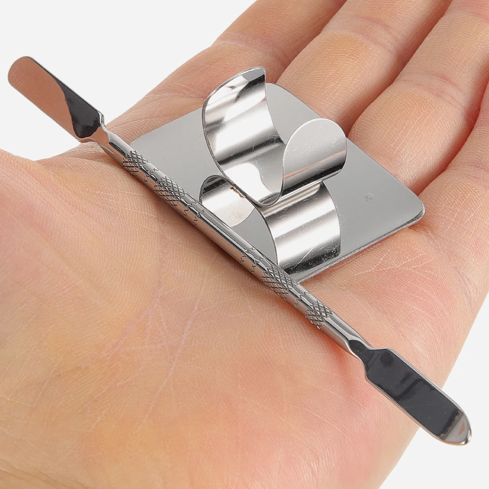 

1 Set Stainless Steel Makeup Plate Manicures Mixing Palette Foundation Tray Spatula Kit For Salon Travel Diy Nail Art