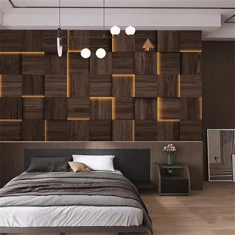 custom Photo Wallpaper for wall decor Geometric wooden board line Murals Living Room TV Bedroom papel de parede 3D Wall Painting
