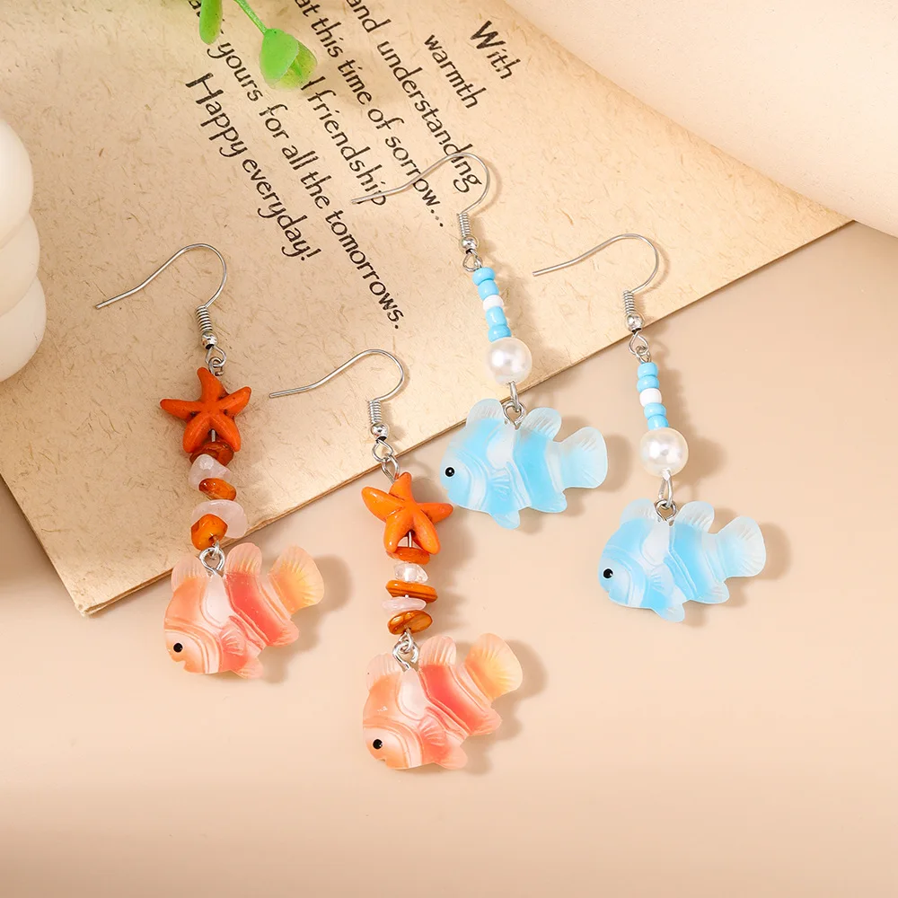 New Fashion Clown Fish Ear Hook Personalized Simple Sea Life Small Fish Earrings Summer Accessories