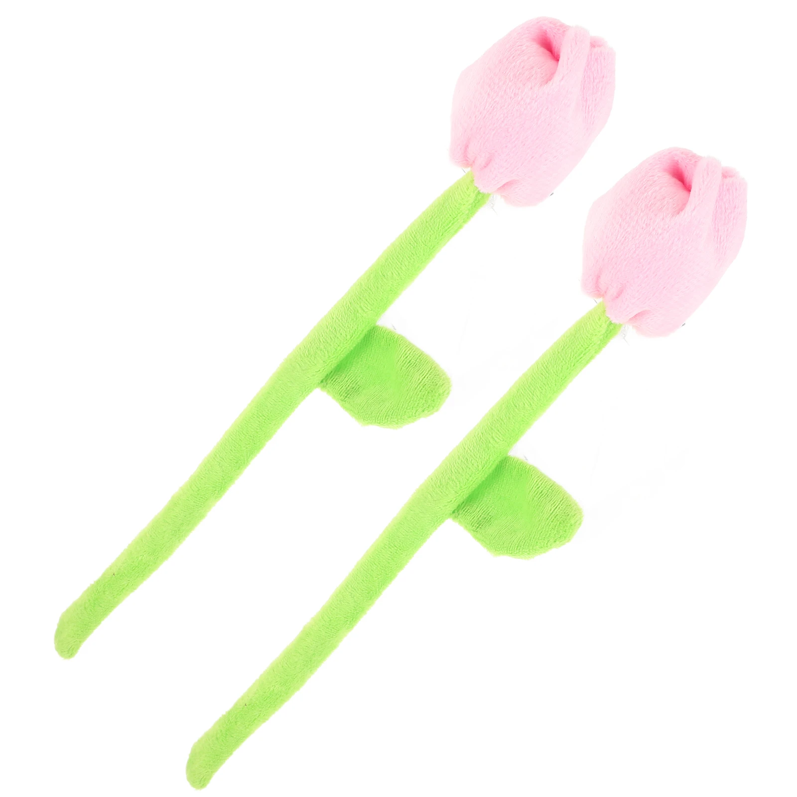 

2 Pcs Simulated Tulip Bouquet Motorcycle Flower Bending Decoration Electric Bike Flexible Pink Riding Accessories Floral Decor