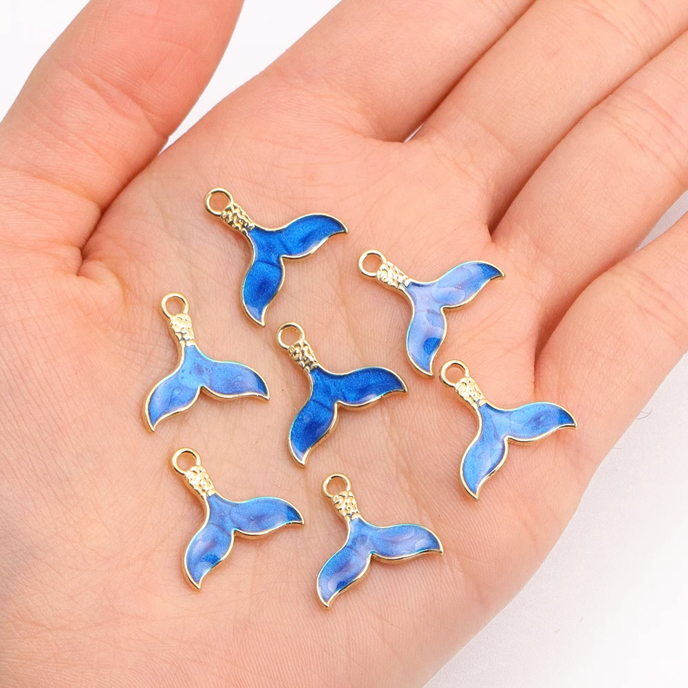 10Pcs Lovely Colorful Enamel Fishtail Charm DIY Jewelry Making Supplies Mermaid Fish Tail Pendant Earrings Necklace Accessories