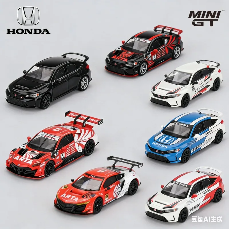 

Коллекционная модель автомобиля MINIGT 1/64 Honda Civic Honda NSX (японская версия), имитация из сплава, украшение, игрушка для мальчика, подарок на день рождения