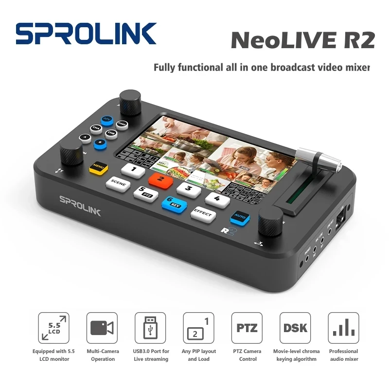 SPROLINK NEOLIVE R2 5.5 Inch Multi-Cameras Inputs Mixer Switcher With USB 3.0 Video Capture Live Stream