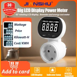 Jianshu Misuratore di costo energetico Wattmetro 16A Misuratore di consumo energetico elettrico di energia Presa Spina 220 Volt Wattmetro Misuratore di potenza 3685W