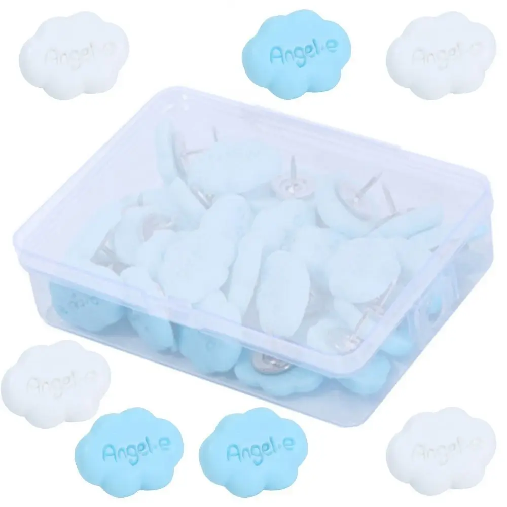 

30Pcs Durable Creative Cloud Shape Push Pins 3D Reusable Thumb Tacks Cute with Box Decorative Studs Stationery
