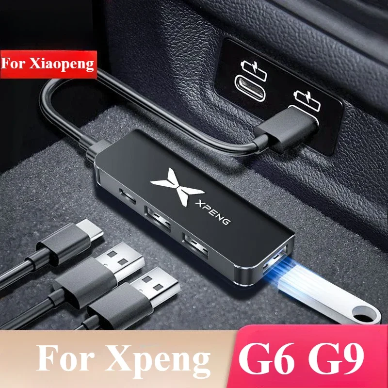 Car 4 Port USB Type-C High speed conversion Adapter Auto Accessories For Xpeng Xiaopeng G6 G9 2023 2024