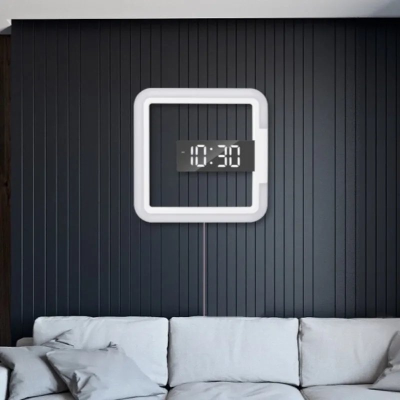 

Квадратные светодиодные настенные часы, многофункциональные RGB-часы, креативный декор, цифровой будильник с термометром для спальни