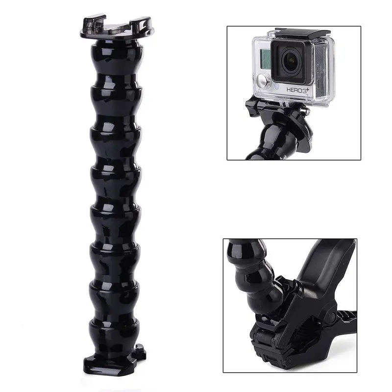 Mandíbulas Flex Clamp Mount Holder, pescoço ajustável, GoPro Hero, Sessão OSMO DJI, SJ4000, SJ7000, Xiaomi Yi 4k, Eken H9, H9R
